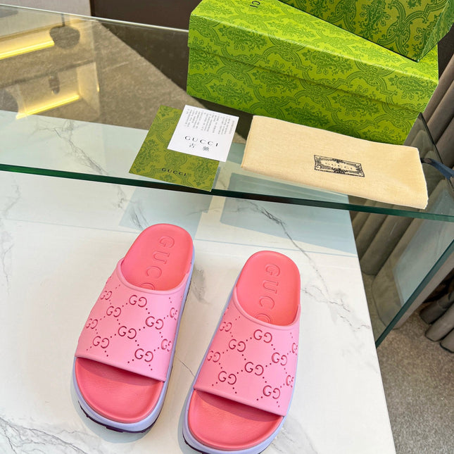 PLATFORM SANDALS IN BABY PINK MONOGRAM IMPORTED TPU