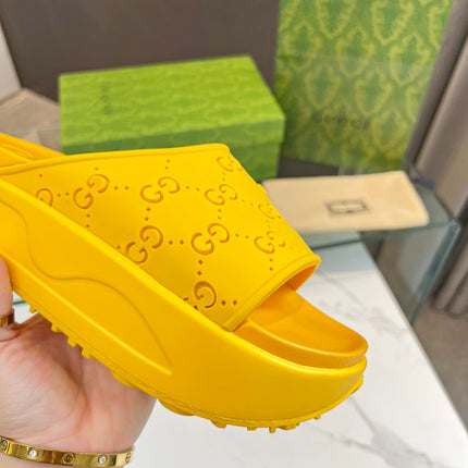 PLATFORM SANDALS IN BRIGHT YELLOW MONOGRAM IMPORTED TPU