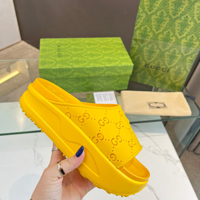 PLATFORM SANDALS IN BRIGHT YELLOW MONOGRAM IMPORTED TPU