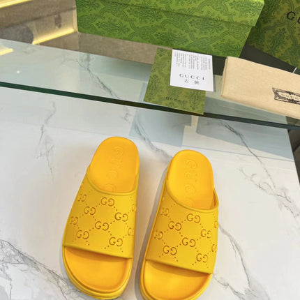 PLATFORM SANDALS IN BRIGHT YELLOW MONOGRAM IMPORTED TPU