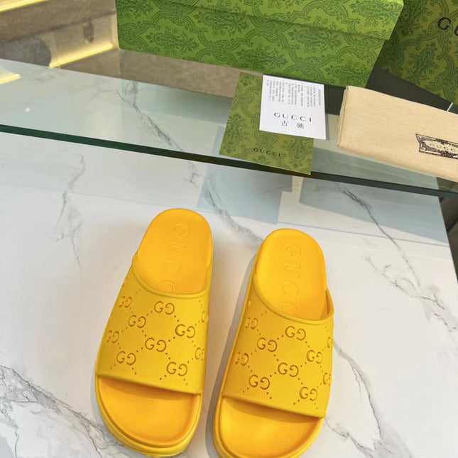 PLATFORM SANDALS IN BRIGHT YELLOW MONOGRAM IMPORTED TPU