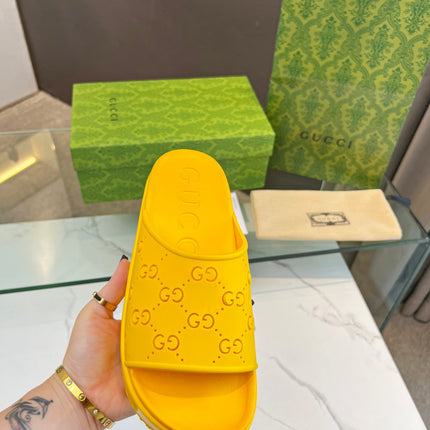 PLATFORM SANDALS IN BRIGHT YELLOW MONOGRAM IMPORTED TPU