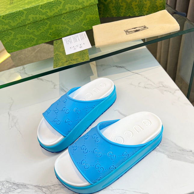 PLATFORM SANDALS IN SKY BLUE MONOGRAM IMPORTED TPU