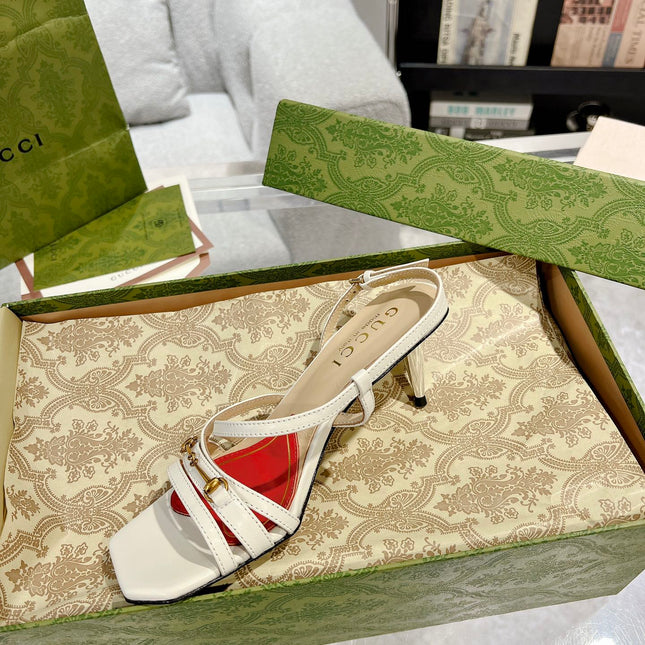 GG CLASSIC STRAPPY HEEL SANDAL WHITE CALFSKIN