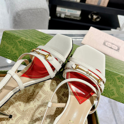GG CLASSIC STRAPPY HEEL SANDAL WHITE CALFSKIN