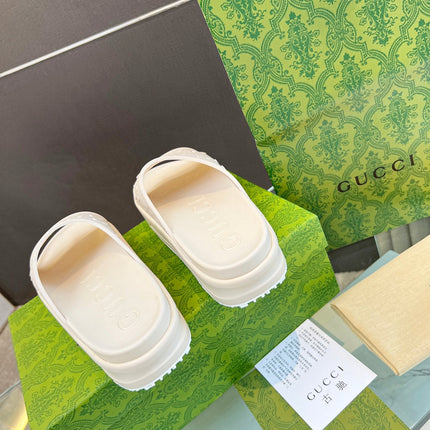 PLATFORM SANDALS IN WHITE CREAM MONOGRAM IMPORTED TPU