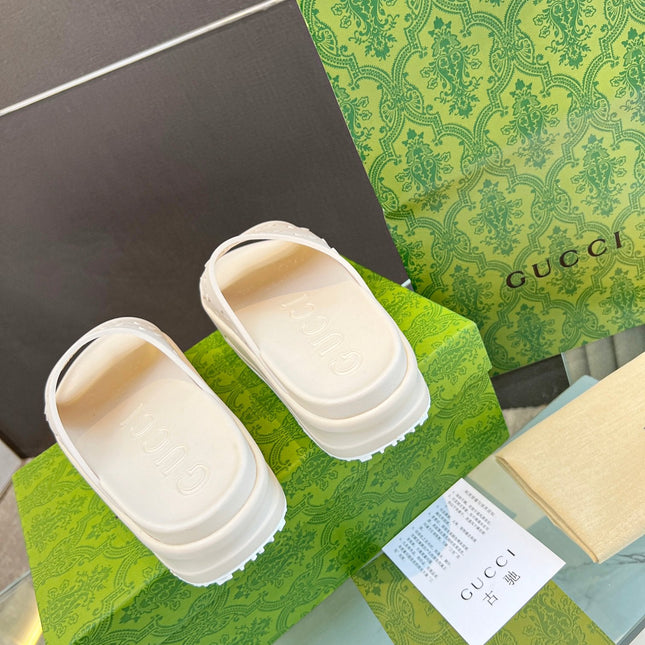 PLATFORM SANDALS IN WHITE CREAM MONOGRAM IMPORTED TPU