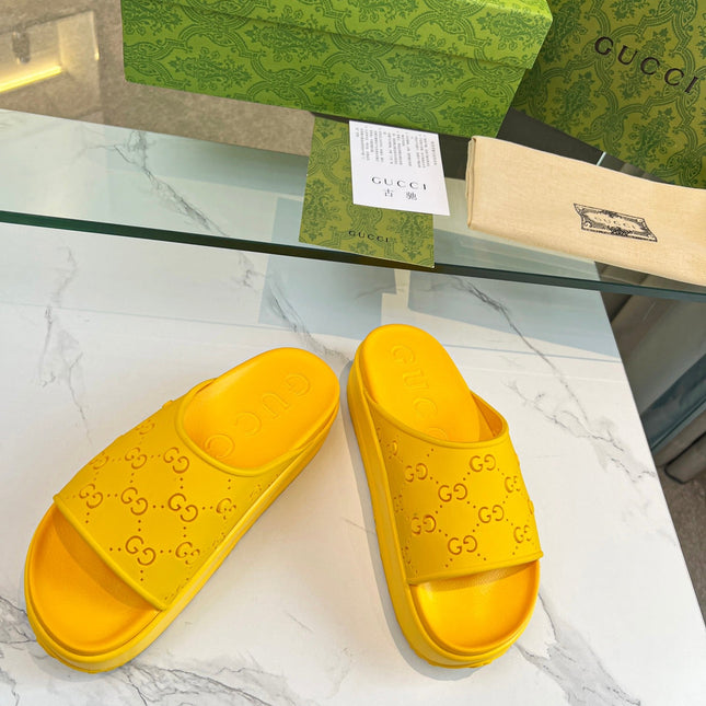 PLATFORM SANDALS IN BRIGHT YELLOW MONOGRAM IMPORTED TPU