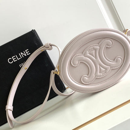 SMOOTH CALFSKIN 16 OVAL WHITE BAG