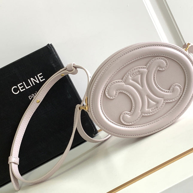 SMOOTH CALFSKIN 16 OVAL WHITE BAG