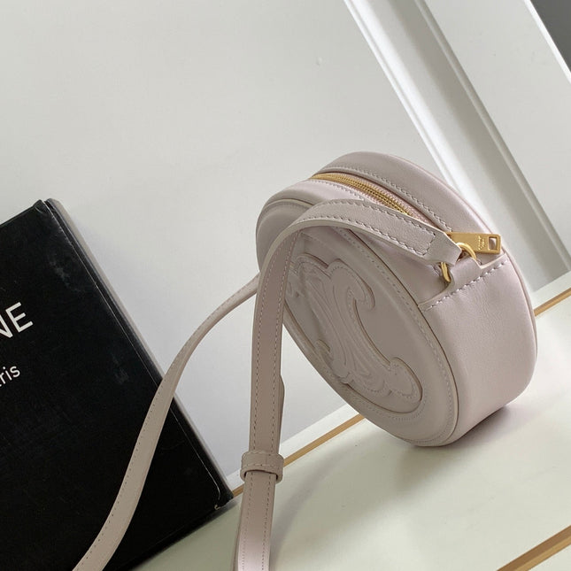 SMOOTH CALFSKIN 16 OVAL WHITE BAG