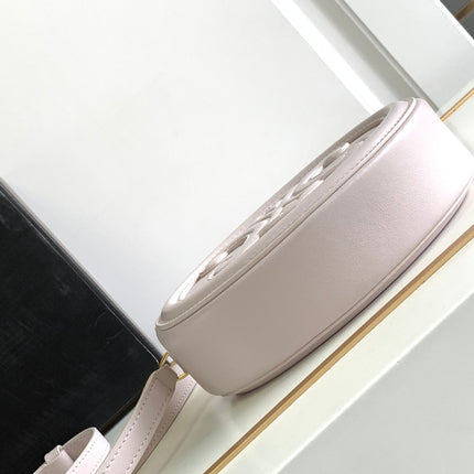 SMOOTH CALFSKIN 16 OVAL WHITE BAG