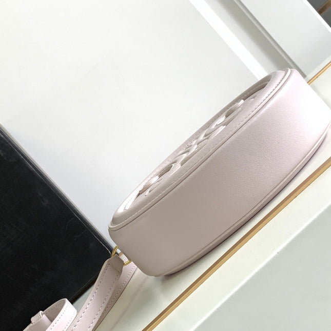 SMOOTH CALFSKIN 16 OVAL WHITE BAG