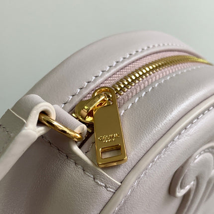 SMOOTH CALFSKIN 16 OVAL WHITE BAG