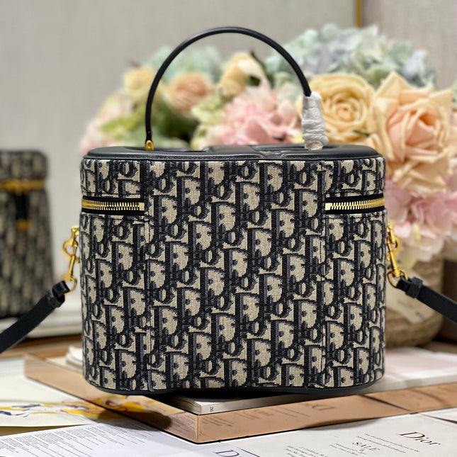 CARO SMALL 24 VANITY CASE IN BLUE MONOGRAM OBLIQUE JACQUARD FABRIC