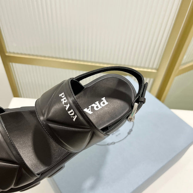 PRA MONOLITH PLATFORM SANDALS BLACK CALFSKIN