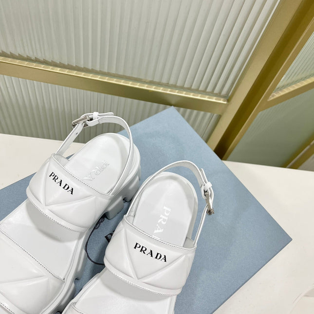 PRA MONOLITH PLATFORM SANDALS WHITE CALFSKIN