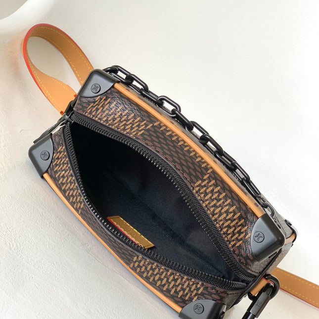 MINI SOFT TRUNK 18 IN BROWN DAMIER EBENE COATED CANVAS BLACK CHAIN