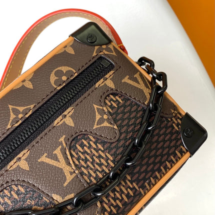 MINI SOFT TRUNK 18 IN BROWN DAMIER EBENE COATED CANVAS BLACK CHAIN