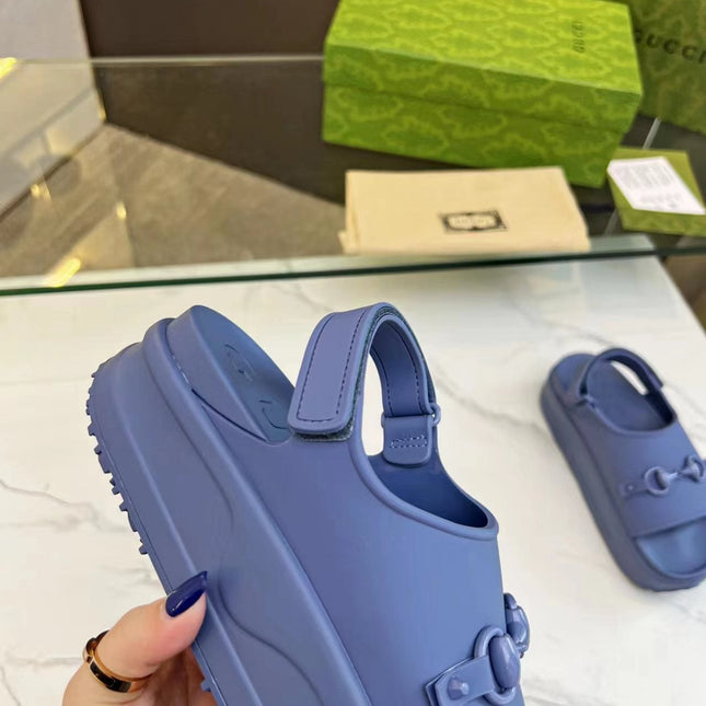 HORSEBIT FLATFORM SANDAL 5 CM IN AEGEAN BLUE IMPORTED TPU