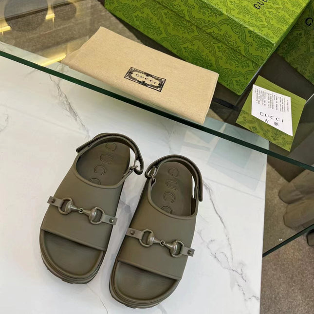 HORSEBIT FLATFORM SANDAL 5 CM IN ARMY GREEN IMPORTED TPU