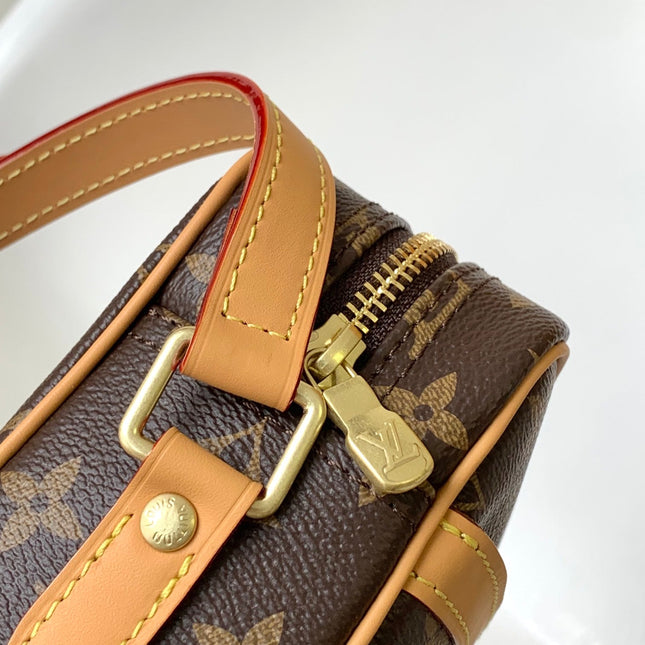 TROCADERO MINI MESSENGER BAG 23 IN BEIGE AND BROWN MONOGRAM COATED CANVAS
