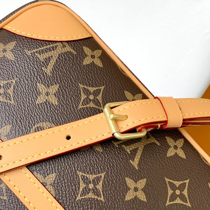 TROCADERO MINI MESSENGER BAG 23 IN BEIGE AND BROWN MONOGRAM COATED CANVAS