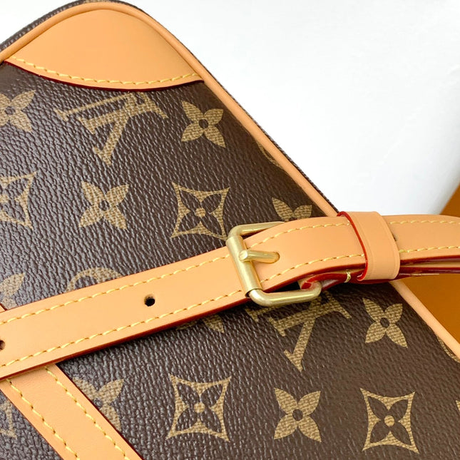 TROCADERO MINI MESSENGER BAG 23 IN BEIGE AND BROWN MONOGRAM COATED CANVAS