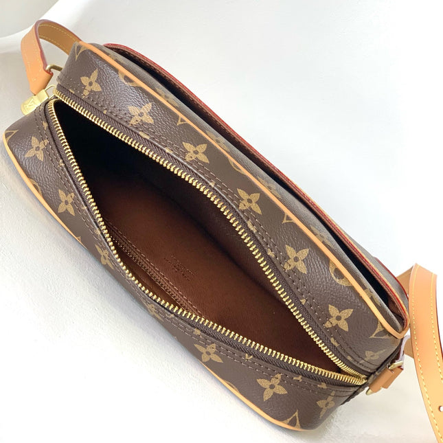 TROCADERO MEDIUM MESSENGER BAG 27 IN BEIGE AND BROWN MONOGRAM COATED CANVAS
