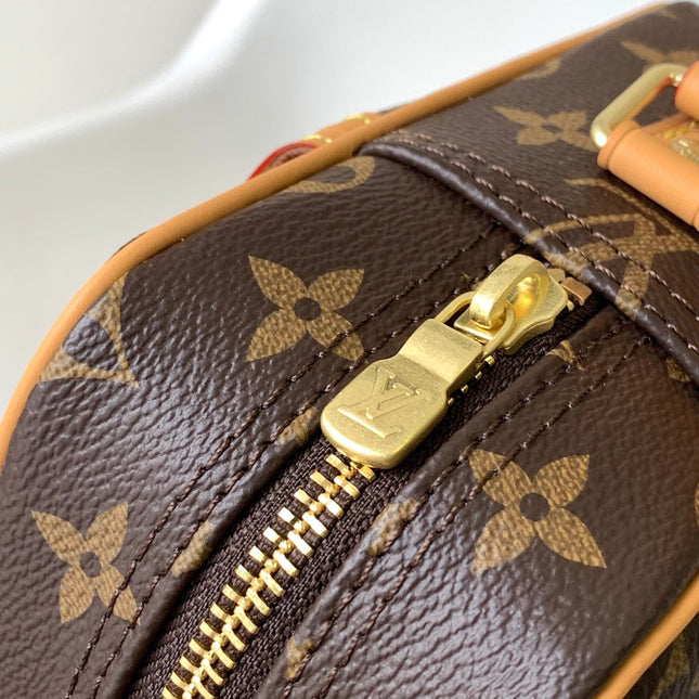 TROCADERO MEDIUM MESSENGER BAG 27 IN BEIGE AND BROWN MONOGRAM COATED CANVAS