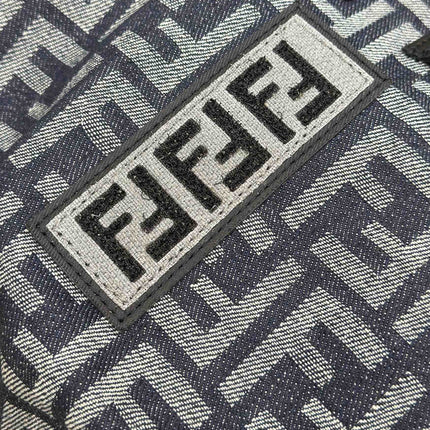 FENDI STRIKE LARGE 46 FF MIDNIGHT BLUE JACQUARD FABRIC BACKPACK