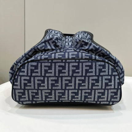 FENDI STRIKE LARGE 46 FF MIDNIGHT BLUE JACQUARD FABRIC BACKPACK