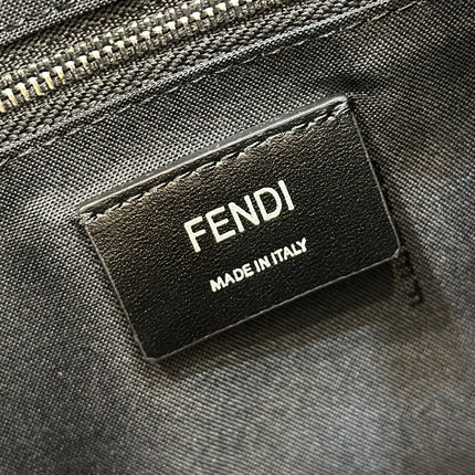 FENDI STRIKE LARGE 46 FF MIDNIGHT BLUE JACQUARD FABRIC BACKPACK