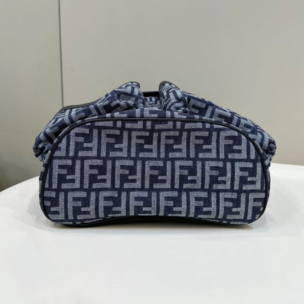 FENDI STRIKE 41 MEDIUM FF MIDNIGHT BLUE JACQUARD FABRIC BACKPACK
