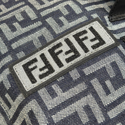 FENDI STRIKE 41 MEDIUM FF MIDNIGHT BLUE JACQUARD FABRIC BACKPACK