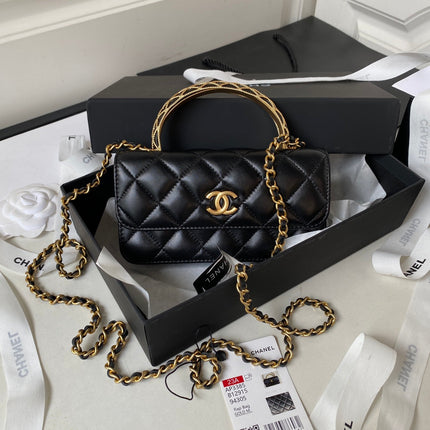 CC MINI 17 BAG IN BLACK CALFSKIN GOLD HARDWARE