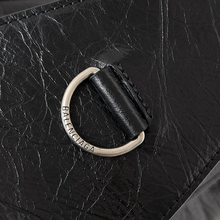 SUPERBUSY LARGE SLING BAG 42 IN BLACK LAMBSKIN