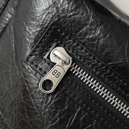 SUPERBUSY LARGE SLING BAG 42 IN BLACK LAMBSKIN