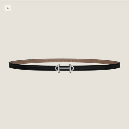 HM GAMMA BUCKLE & REVERSIBLE KHAKI BROWN AND BLACK LEATHER STRAP 13MM SILVER HARDWARE