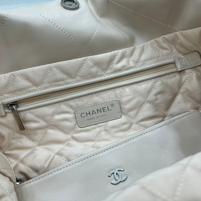 CC LARGE 42 HANDBAG IN BEIGE CREAM CALFSKIN SILVER HARDWARE