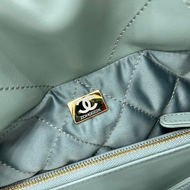 CC MEDIUM 37 HANDBAG IN GREEN SAGE CALFSKIN GOLD HARDWARE