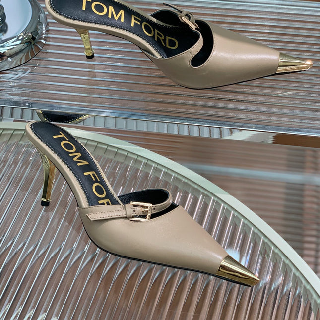 HIGH PUMP MULE 7 CM IN PEANUT BROWN CALFSKIN