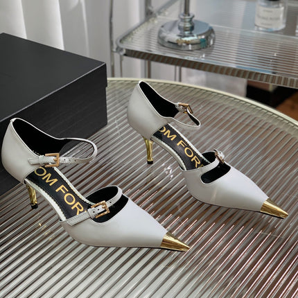 MARY JANE PUMP 7 CM IN WHITE CALFSKIN