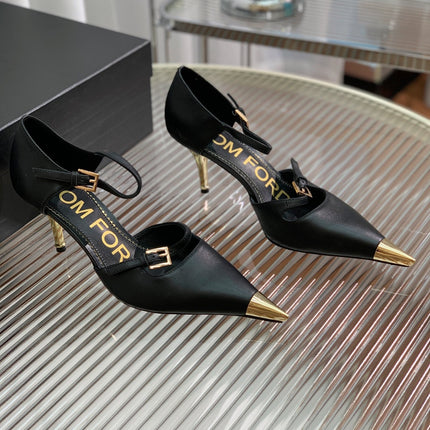 MARY JANE PUMP 7 CM IN BLACK CALFSKIN