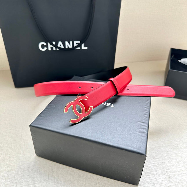 CC 30MM BELT IN CHERRY RED SMOOTH CALFSKIN METAL HARDWARE