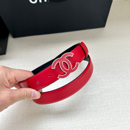 CC 30MM BELT IN CHERRY RED SMOOTH CALFSKIN METAL HARDWARE