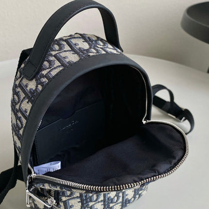 MINI RIDER BACKPACK 24 BEIGE AND BLACK OBLIQUE JACQUARD