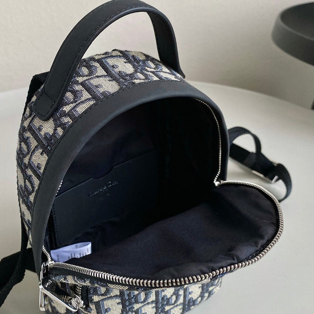 MINI RIDER BACKPACK 24 BEIGE AND BLACK OBLIQUE JACQUARD
