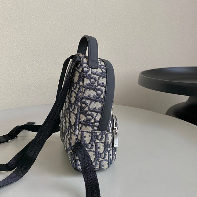 MINI RIDER BACKPACK 24 BEIGE AND BLACK OBLIQUE JACQUARD