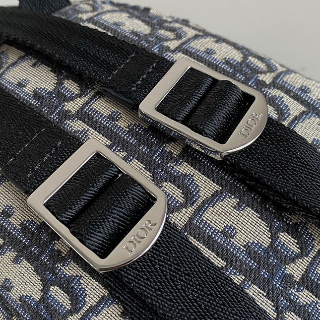 MINI RIDER BACKPACK 24 BEIGE AND BLACK OBLIQUE JACQUARD
